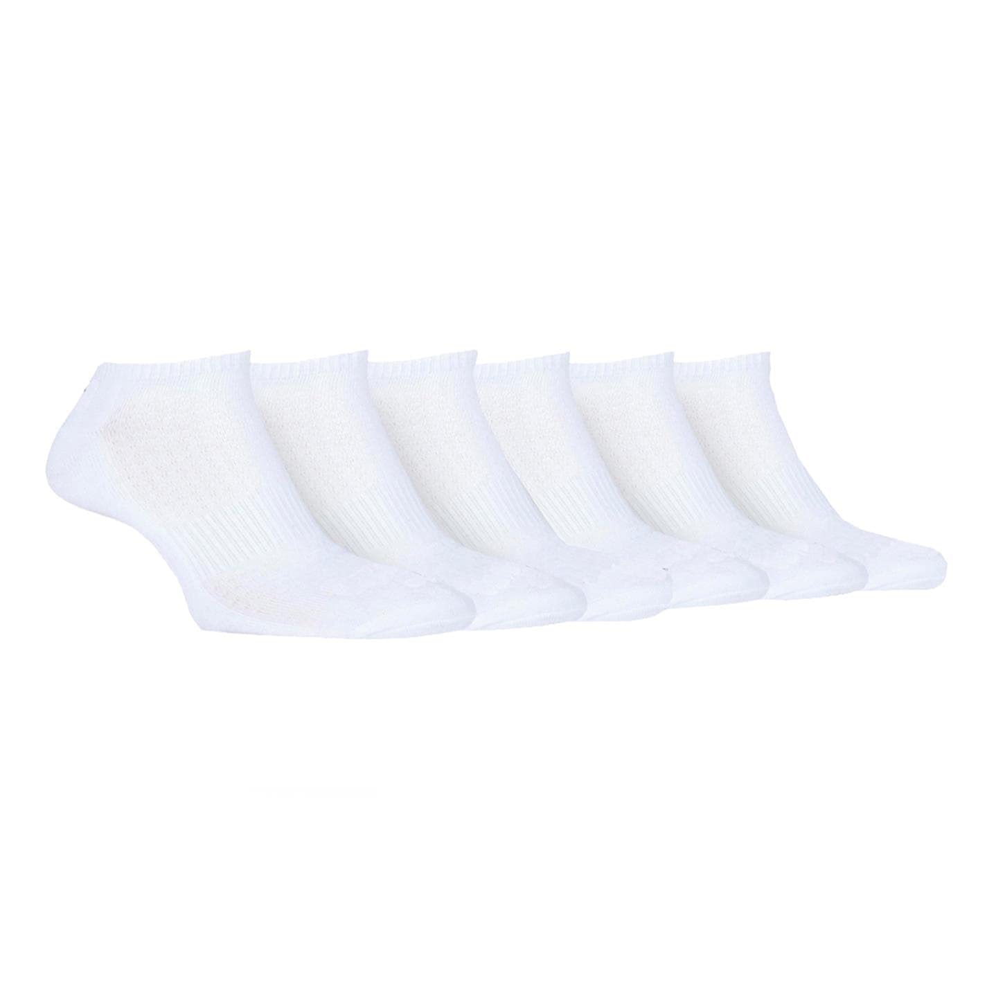 Jeep Ladies Plain Performance Polyester Cushioned Trainer Socks Pack of 6 White 4-8