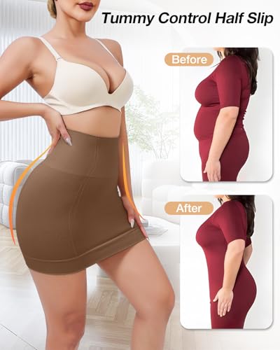 Image of Slip Dress for Women Seamless half slip with non slip strip Shapewear Dress Under Dress Tummy Control Slip Dress