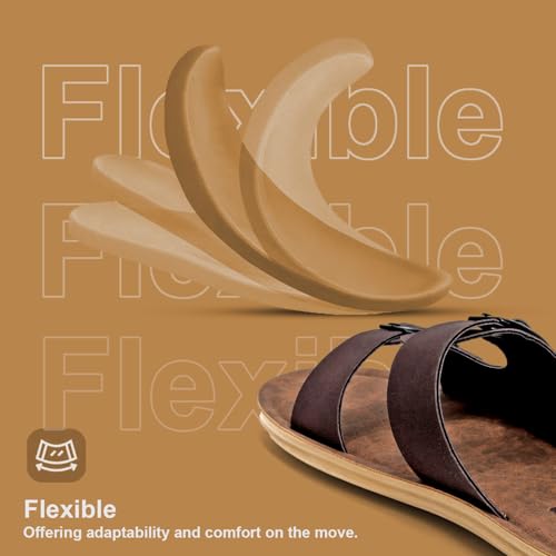 Image of Men Comfortable Double Strap Slippers with Cushioned Footbed, Adjustable Buckle Design, Lightweight Everyday Wear Slippers for Indoor Outdoor Use