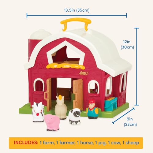 Battat– Big Red Barn, Animal Farm Playset – Learning Toy for Toddlers, 18M Plus, 13.5" x 9"x 12"