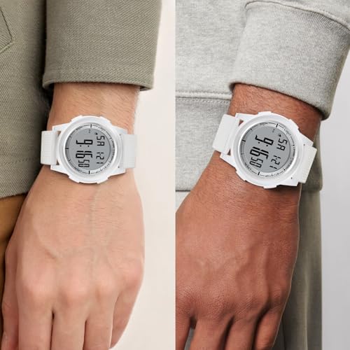 Image of HANPOSH Mens Digital Watch Ultra Thin Minimalist Sports Waterproof Outdoor LED Screen Large Face Wrist Watches for Men with Back Light Alarm Date Stopwatch