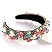 CENAPOG Baroque Crystal Rhinestone Headbands Flower Padded Hairbands for Women Girls Pearl Colorful Bead Embellished Headbands Bejewelled Wide Velvet Hair Hoop for Wedding Bridal Parties (flower)