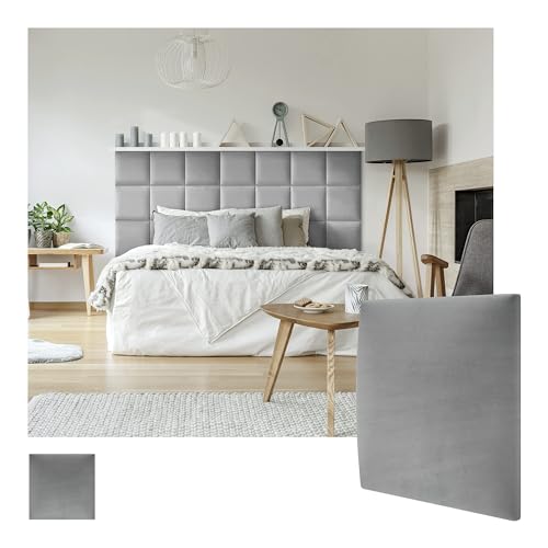 MOLLIS Polsterplatte, Quadratisches und Dekoratives Wandpaneel, Geeignet als Bettkopfteil oder Aufprallschutz, Reduziert Schall und Verbessert Akustik, aus Schaumstoff, 30 x 30 cm, Anthrazit (R91, 1)