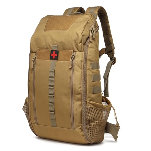 GUJOIN Wasserdichter Taktischer Medizinischer Rucksack 40L Nylon Erste-Hilfe-Rucksack Für Wandern Trekking Jagd Angeln Camping Und Outdoor-Sportarten (Khakifarben)