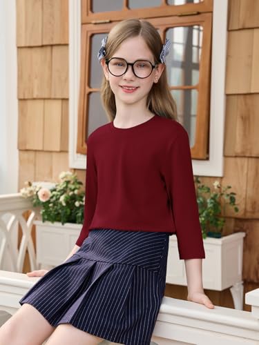Image of Haloumoning Girls Casual 3 /4 Sleeve T Shirts Kids Crewneck Tops Fashion Tees 5-14 Years