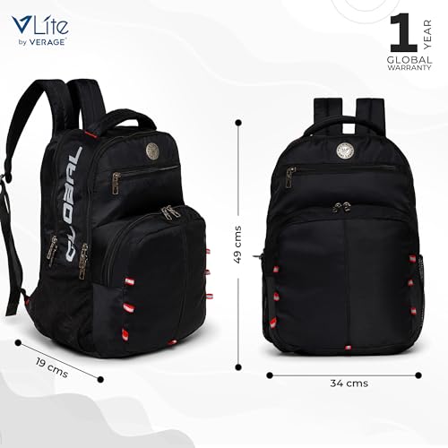 Image of ACEPACK Global 25.91 Liters Water Repellant 17.32 inch Laptop Backpack With Rain Cover For Casual, Outdoor, Office Or Daily Use (Black)