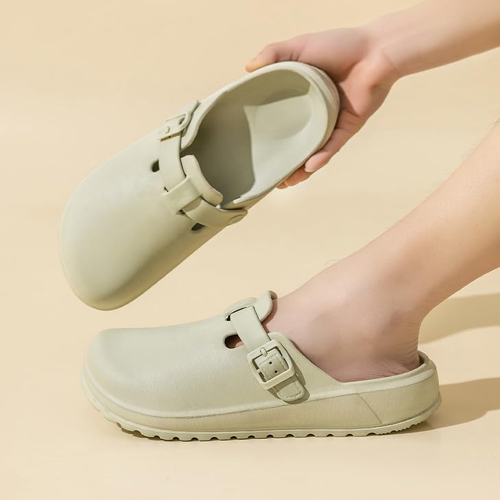 Image of Arch Support Nurse Clogs for Women and Men, Adjustable Buckle Mules Non Slip Work Shoes Chef Garden Sandals, Slip-On Cushion Slippers Slides