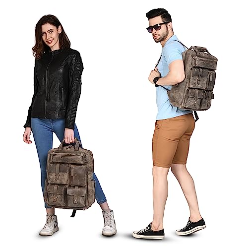Luxeoria Genuine Leather Travel Backpack For Women And Men - Handmade Retro Style College Bag With Large Capacity For Laptop And Office #TOP1
