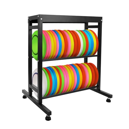 Sidasu 2-Tier Discs Golf Rack Metal Disc Golf Storage Rack Space-Saving Disc Station for Disc Golf Storage Shelf-Black