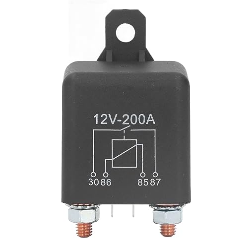 Relé de Solenoide de Arranque Relé de Solenoide de Arranque Bobina de Latón Resistente Al Agua Relé de Solenoide de Arranque de Coche 200A DC12V con Accesorios Solenoide Ancho