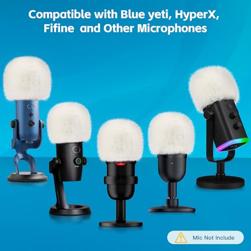 ZealSound Furry Mic Cover for Blue Yeti/Yeti Pro/Razer Seiren Mini/zealsound k66, Microphone Pop Filter with Furry Wind Muff - Image 4
