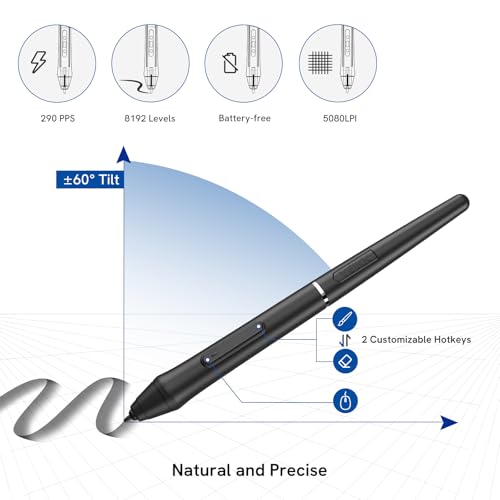VEIKK VK1060 Pen Drawing Tablet, 10 x 6 Inch Graphics Tablet with 8 Shortcut Keys, 8192 Levels Battery Free Pen Supports Tilt Function, Work for Digital Art Drawing, Design or Online Work - Thumbnail 3