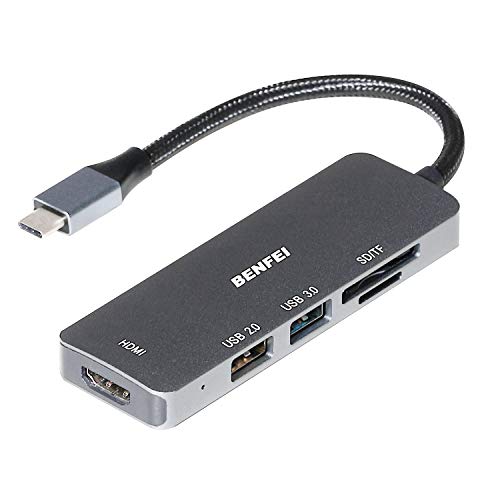 USB C to HDMI, Benfei USB Type-C Hub, 2 Port USB-C to USB, USB C to SD/TF Card Compatible with MacBook Pro 2019/2018/2017, Samsung Galaxy S9/S8, Surface Book 2, Dell XPS 13/15, Pixelbook and More