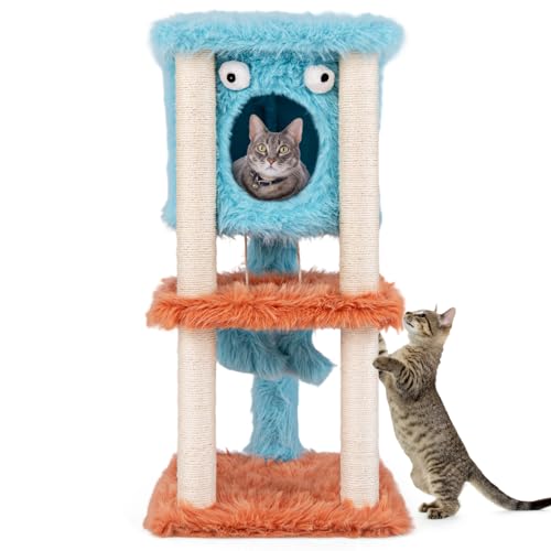 Rascador para gatos torre de 3 niveles 34 pulgadas miniatura 1