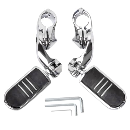 HY-SPEED Motorcycle Highway Pegs Crash Bar with 1.25 Engine Guard Adjustable Foot Peg Compatible with Softail Sportster Electra Road Glide Road King Street Glide Chrome