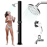 Qdreclod Ducha Solar 35 litros, Caliente y Frío Regulable, Máx. 60 °C, Sin Electricidad, Ducha de Jardín con Rociador Giratorio, Grifo de pie y Conexión para Manguera (35L) Qdreclod Ducha Solar 35 litros, Caliente y Frío Regulable, Máx. 60 °C, Sin Electricidad, Ducha de Jardín con Rociador Giratorio, Grifo de pie y Conexión para Manguera (35L)