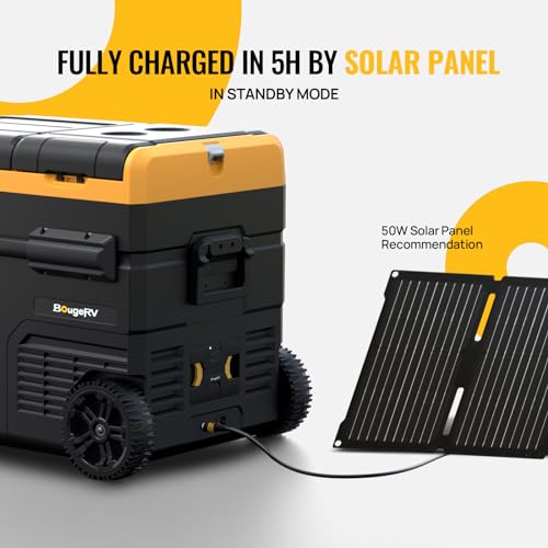 BougeRV 12 Volt Car Refrigerator Dual Zone Electric Cooler, Portable Freezer Fridge APP Control, CRD45 (45L) Compressor Freezer 12V/24VDC 110~240V AC, for Truck Van RV SUV Boat Travel Camping Road