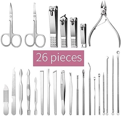 Zestaw do manicure pedicure profesjonalny zestaw do pielęgnacji stóp 26 sztuk Zestaw do manicure Obcinacz do paznokci ze stali nierdzewnej Szczypce do skórek Narzędzie do pielęgnacji pedicure Martwa s
