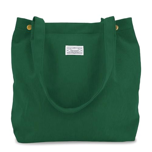 Bolso tote de pana para mujer con bolsillos internos miniatura 1