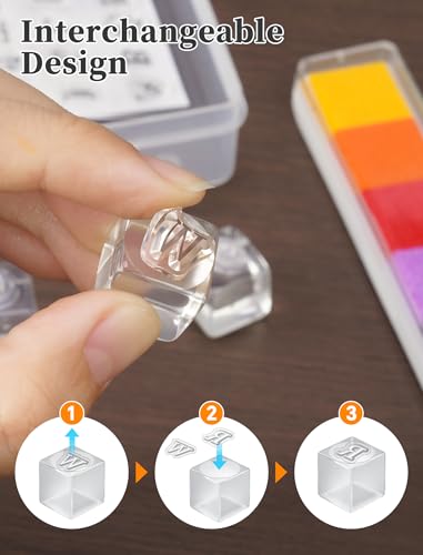 NiArt 40 Pcs Acrylic Stamp Blocks Set with Letters, Symbols, Color Ink Pad & Glue, Clear Stamping Kit for Card Making, Scrapbooking, Journaling, Decorative DIY Essential Stamping Tool