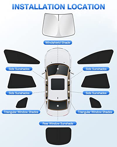 Image of Canvcle Windshield Sun Shade for 2021-2025 2026 Tesla Model S Plaid Sunshade (NOT for Model S) Accessories Side Rear Window Shade Cover Sun Visor Shield Privacy Protection Keep Vehicle Cool Black 8PCS