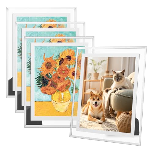 2Pcs 8x6 Glass Photo Frame Picture Frames - 6x8 Display Landscape & Portraitfor Photo Frame with Holder for Stand Tabletop or Wall Hanging for Certificate Art Print Poster Picture Drawing