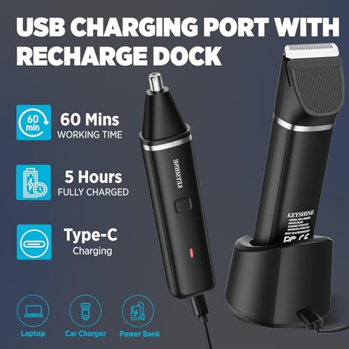 Image of Electric Razor for Men: 2-in-1 Beard & Nose Hair Trimmer for Men - IPX7 Waterproof Shavers for Temple Groin Body Ear Hairs Trimmer - Best Gifts for Husband