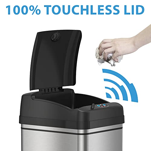 Itouchless 13 Gallon Child-Proof Sensor Trash Can With Absorbx Odor Filter Kitchen Garbage Bin thumb #1