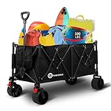 FUNHORUN Carros plegables, carro de playa plegable resistente con ruedas desmontables todo terreno, soportes para frenos y bebidas para camping, compras, jardín, deportes, carga de hasta 330