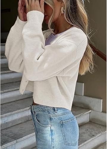 Image of Women's Cardigans Button Down Solid Color Knit Sweater Shirt Lady Lightweight Jackets Fall Winter Outfits