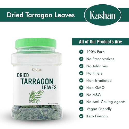 Kashan Dried Tarragon Leaves, Great Aromatic Seasoning for Food Flavoring, Salad, Soups and Meat, Garnish, Vegetarian 4oz (113g)