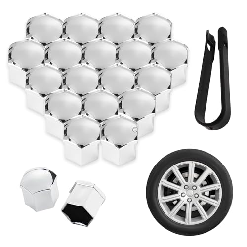tianshao 20 peças tampa de porca de roda para Peugeot Boxer 2006-2021, tampões parafusos rodas carro tampas protetoras para parafusos e porcas de roda, prata - 19 mm