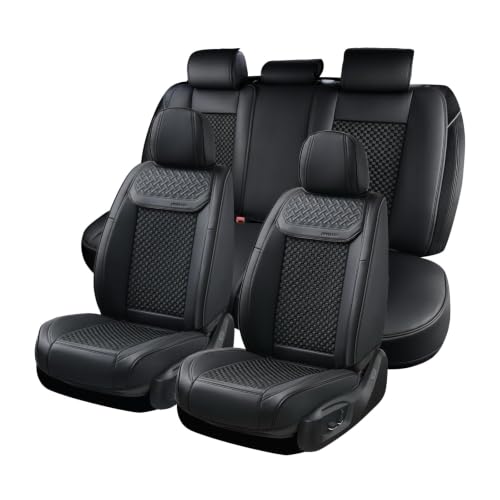 Image of Coverado 2 in 1 Seat Covers for Car Full Set, Conversions Between Warm Suede and Cold Ice Silk for Car Seat Protector Car Accessories Universal Fit for Most Cars SUVs and Trucks(Black)