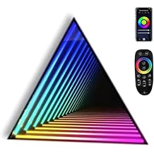 Tunnel Mirror Lamp, Infinity Wall Mirror Multi Color Changing Light,Sensory Infinito Light,APP Remote Control Infinity Lamp, Mirror Wall Hanging Lights Triangle 30cm/11.8"