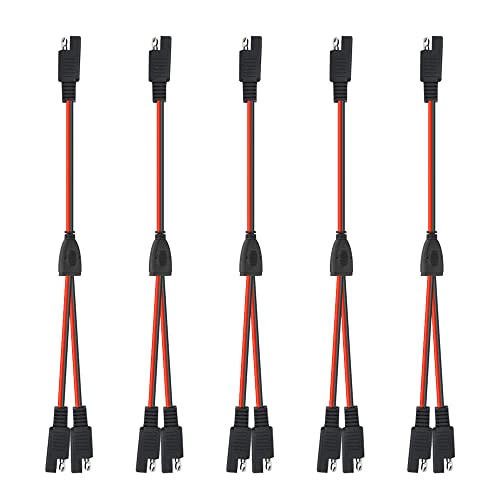 WMYCONGCONG 5 PCS 18AWG SAE Power Connector Cable Y Splitter 1 to 2 SAE Extension Cable 11.8in for Automotive Solar Battery Connection and Transfer