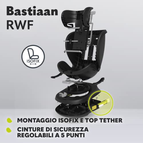 LIONELO Bastiaan RWF Seggiolino auto Girevole a 360 gradi da 0 a 36kg Gruppo 0 1 2 3 Protezioni laterali, Fibbia a 5punti Isofix Top Tether Tettuccio, Opposto al senso di marcia, Regolatzione completa