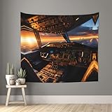 WZYCWB Tapiz de pared impreso con cabina de avión de 152 x 129 cm,...