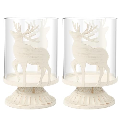 KINDPMA 2er Set Kerzenhalter Weihnachtsdeko Hirsch Kerzenständer...
