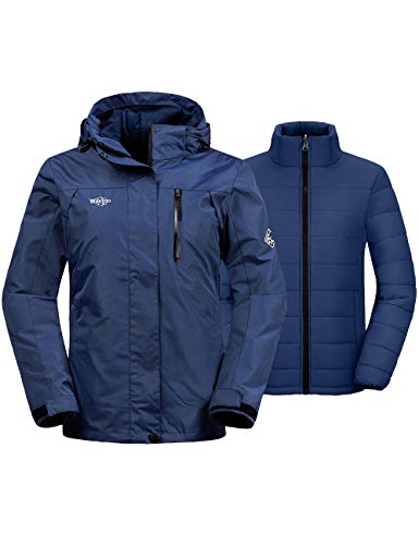 Wantdo Women's Windproof Ski Jacket Insulated Winter Coat for Camping Navy M
