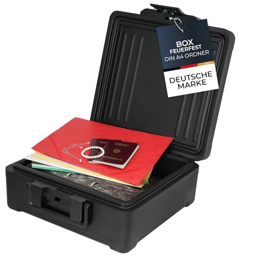 HMF Feuerfeste Dokumentenbox DIN A4 Ordner,...