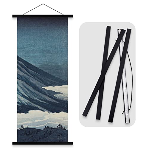 Ywlake 手ぬぐいタペストリー棒マグネット 幅80cm ポスターハンガー B3 木製ポスターフレーム 横長800mm手ぬぐいフレーム 手ぬぐい棒 ポスター吊りフレーム 木製額縁 写真、地図、印刷、手ぬぐい、ポスター、家の装飾に適しています (80cm、黒、1点セット）