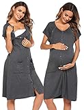 Ekouaer 3 in 1 Maternity Dress Nursing Nightgown for Breastfeeding Nightshirt with Button