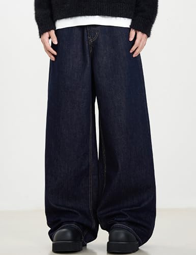 Mens Y2K Hip Hop Skater Jeans Vintage Plain Pants Straight Leg Denim Joggers Aesthetic Jeans Streetwear3