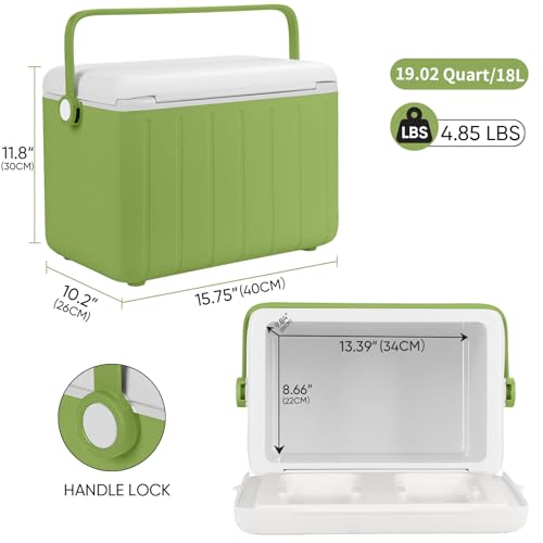 Image of 6Qt 13Qt 19Qt Northroad Camping Coolers,Stylish Macaron Color Durable Hard Cooler,Portable Insulated Ice Chest with 24 /48 Hour Ice Retention,Multi- Size for Camping,Picnic,Beach,Travel