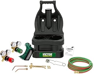 ESAB Victor 0384-0945 G150 J-P Light Duty Gas Welding Outfit Tote Kit Without Tanks, R150-200/R150-540 Gas Regulators, 103-01FP Torch Handle, Striker, 12.5' - 3/16