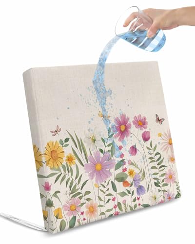 2 Pack Spring Flowers Waterproof Cushion Covers with Ties, Outdoor Patio Chaise Lounge Chair Seat Cushion Slip Covers Replacement(Only Cover) Farmhouse Retro Botanical Floral Butterfly 22