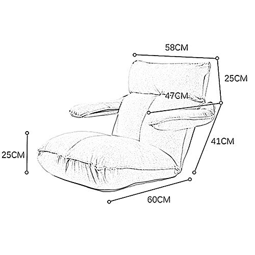 LSTSGAG Floor Chair Floor chair,Folding Padded Gaming Chair 5 gears Adjustable Backrest meditation chair with 5 gears Adjustable Armrests for balcony colour, 126x58x25cm, Blue - Image 3