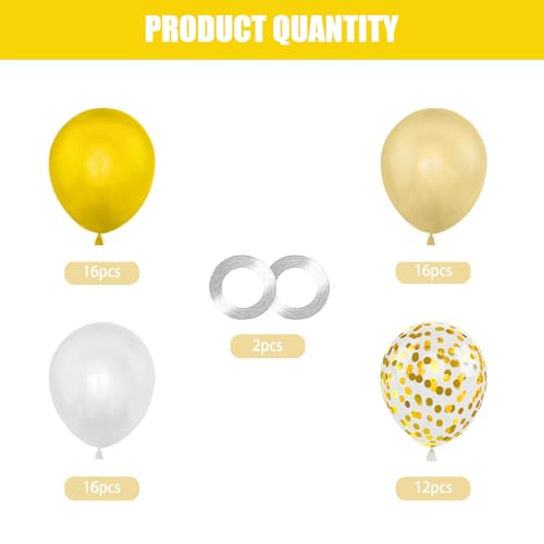 Image of 60PCS White and Gold Balloons,Gold Confetti Balloons White and Gold Balloon Arch Kit,Suitable for Wedding Birthday Party Graduation Engagement Bridal Shower Decorations