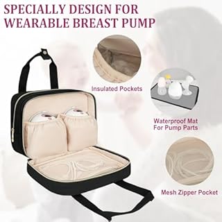 Breastmilk Cooler Travel Bag, Wearable Breast Pump Storage Bag Compatible with Momcozy/Eufy/Elvie/Willow/Medela Breast Pump with Ice Pack and Waterproof Mat,Black