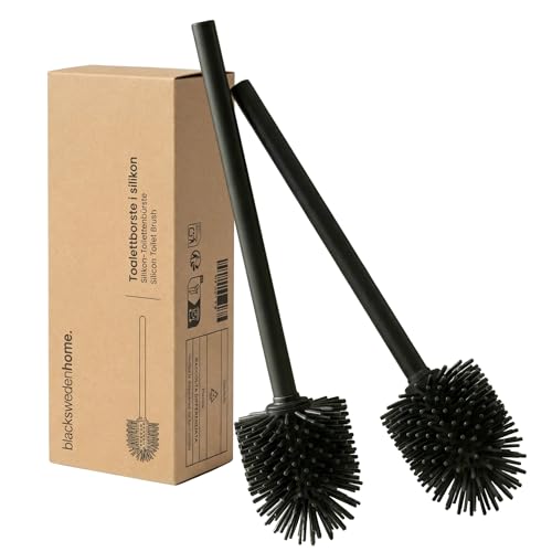 Black Sweden Home Scopino WC in silicone, nero, 2 pezzi, design nordico, accessori da bagno, colore: nero opaco